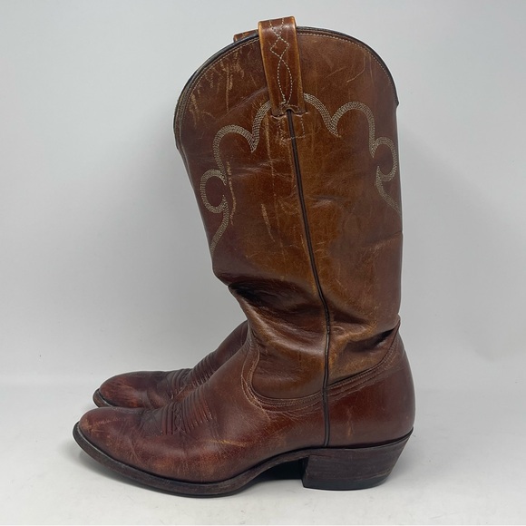 J Chisholm Cowboy Western Boots Mens 9 D Brown Leather Handcrafted Style 911 - Picture 2 of 16